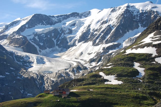Pitztal-gletsjeren og caf i hjderne