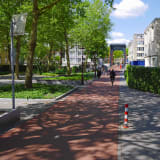 Photo of a street in Amsterdam being shaded by nearby trees by Fons Heijnsbroek on Unsplash