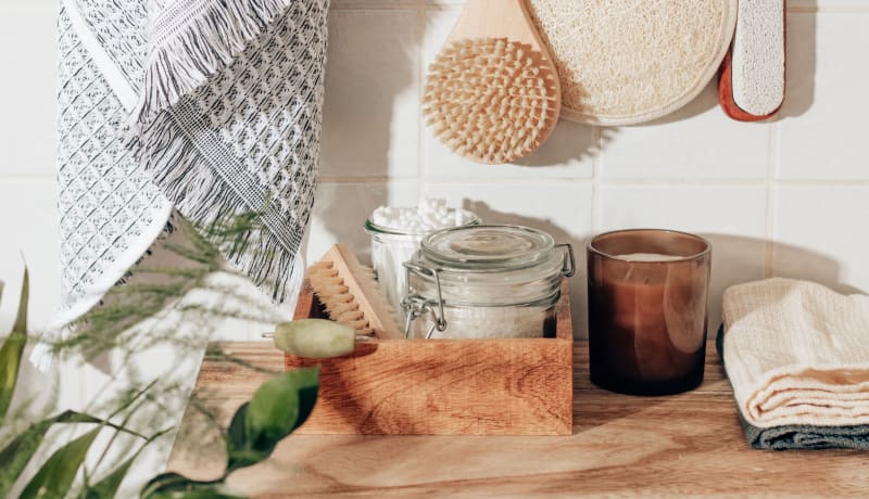 Photo of various sustainable home cleaning products by Svitlana on Unsplash