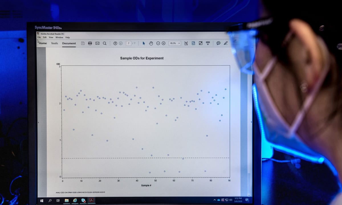 Photo of a scientist looking at data by CDC on Unsplash