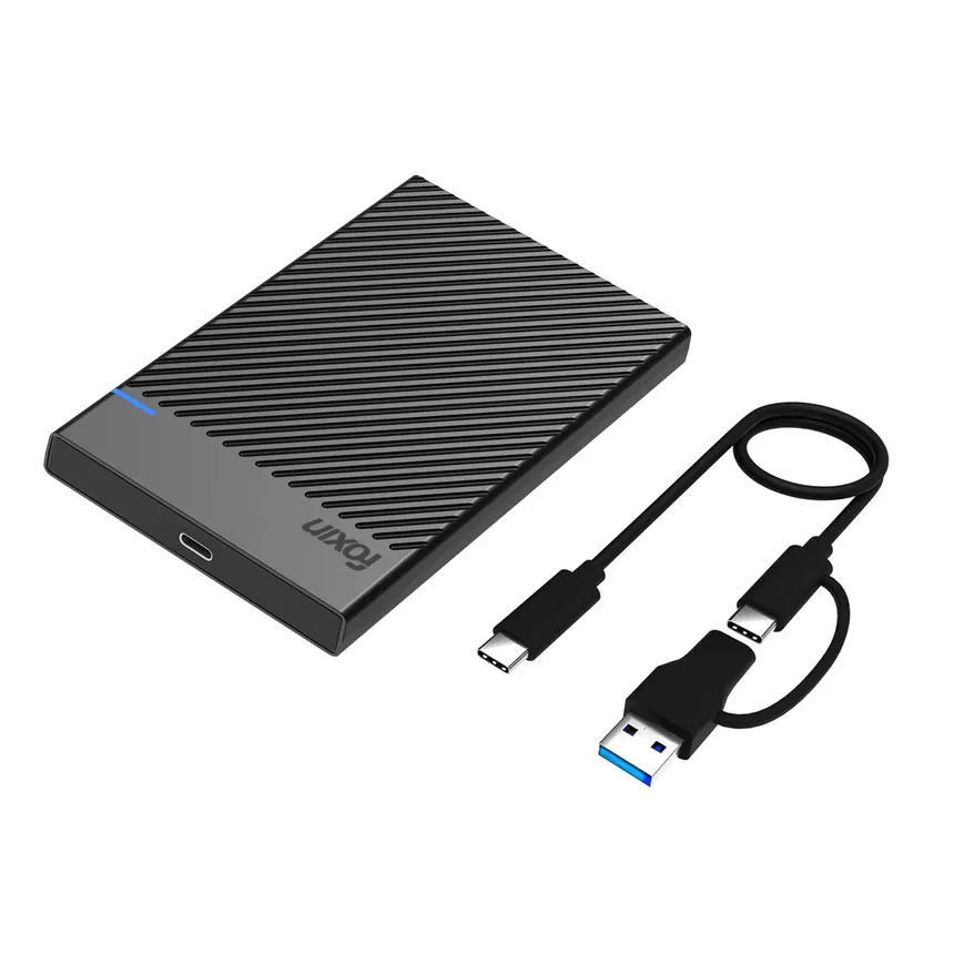 FOXIN SATA CASING METAL FX S1 PRO 2.5'' (6TB MAX) WITH 2-IN-1 USB+TYPE-C