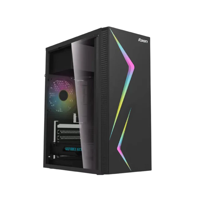 FOXIN GAMING CABINET WAVE WITH RGB LIGHT AND FAN W/O SMPS