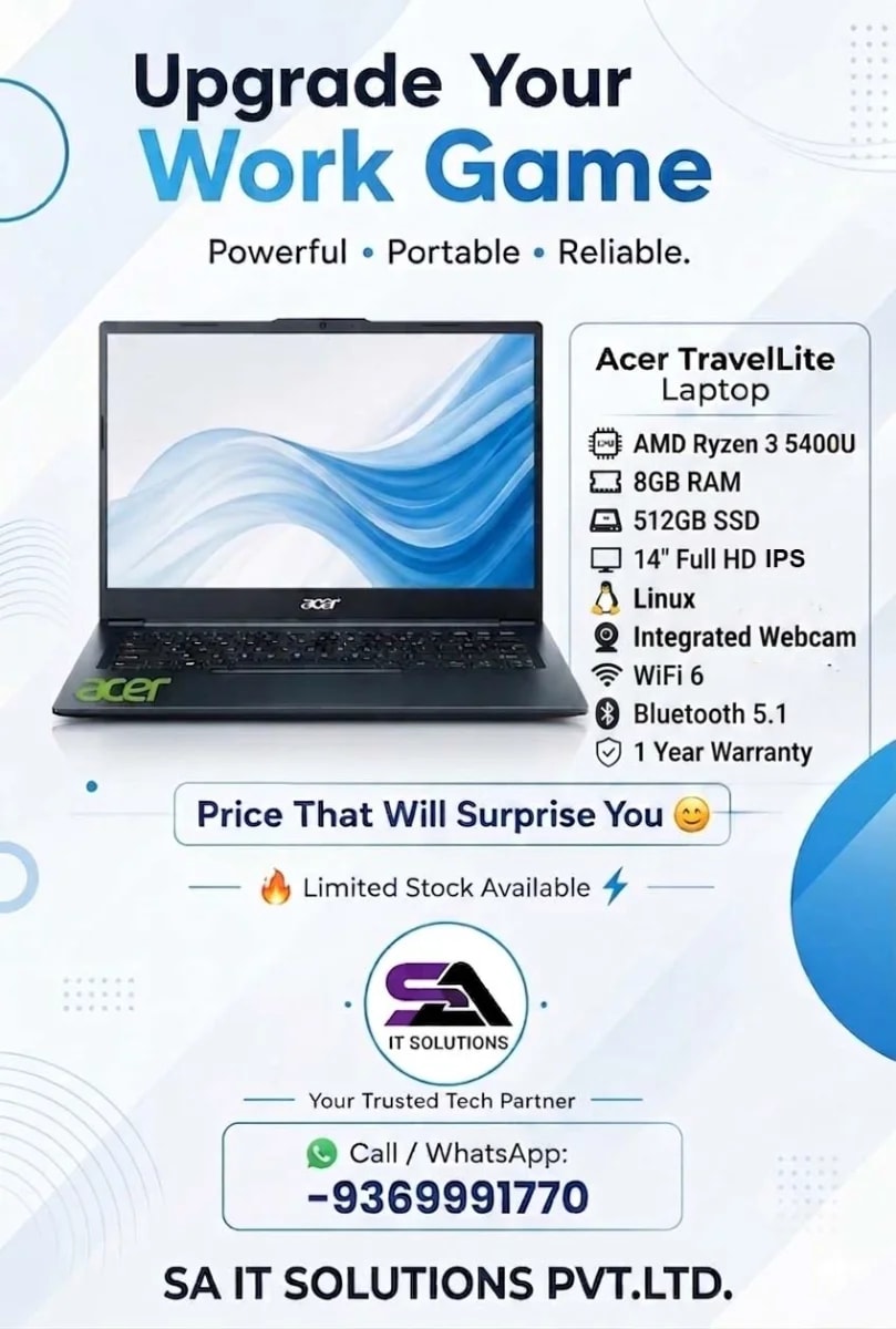 Acer TravelLite TL04-41M 14-inch FHD Thin & Light Metal Body Laptop(Linix)