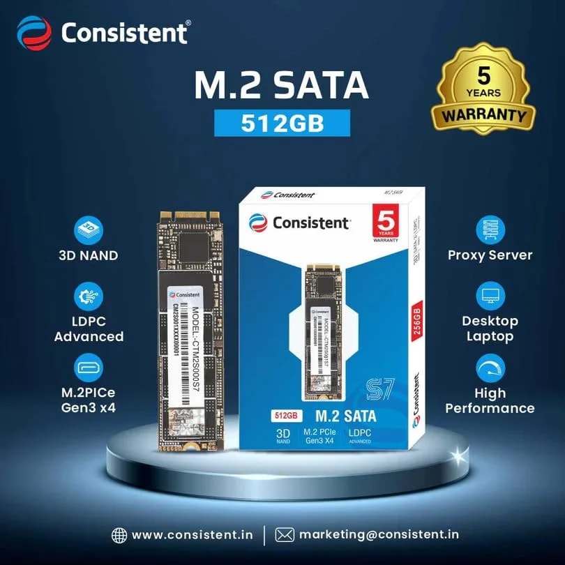 Consistent 512GB M.2 NVMe 2280