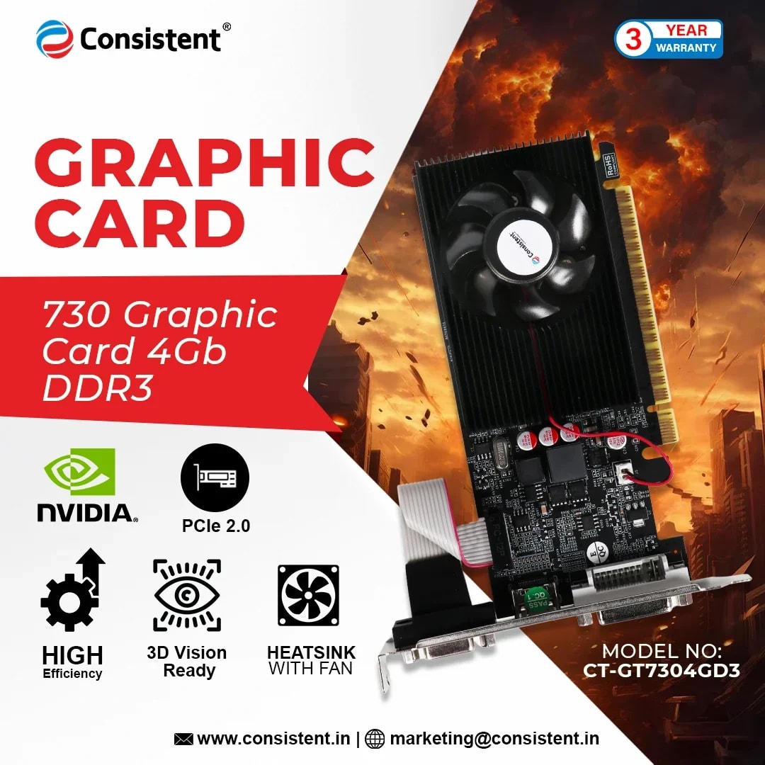 Consistent 730 Graphics Card 4GB DDR3 128-bit, Low Profile Graphics Card