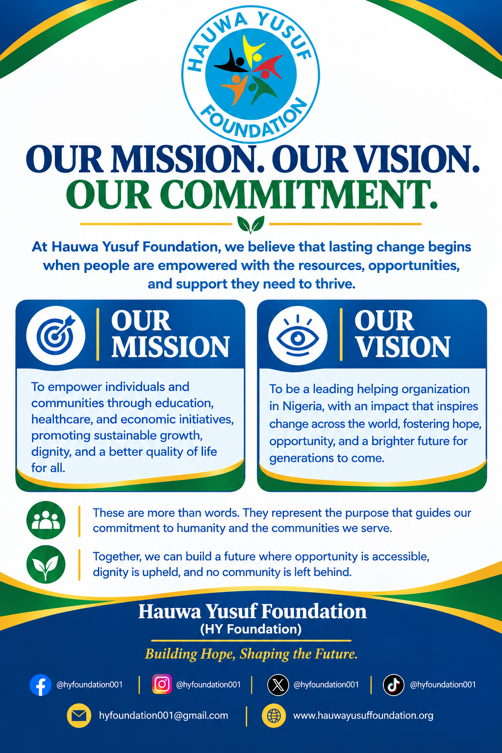 Our Mission, Our Vision, Our Commitment