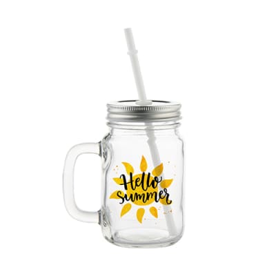 Glass Mason Jar With Handle - 12oz