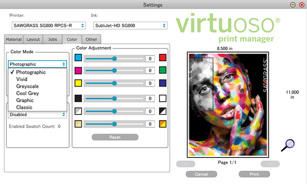 RGB Color Swatches Chart: Sublimation Printing to Test Color Print Output