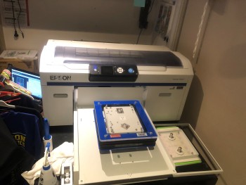 Epson F2000 DTG printer and Viper XPT-1000 Pre Treat machine