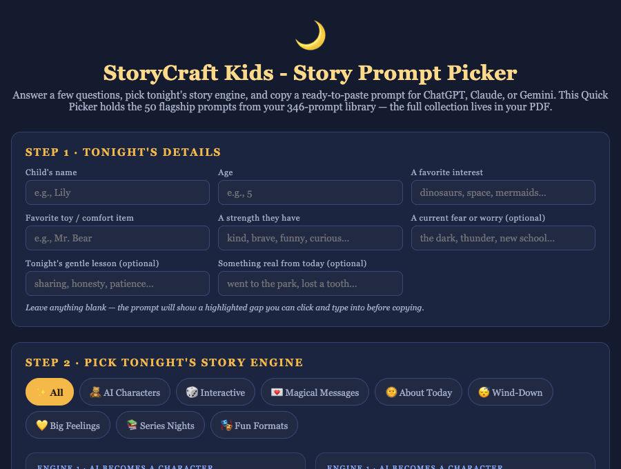 Prompt Picker app demo GIF