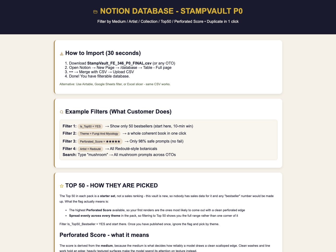 Notion database template