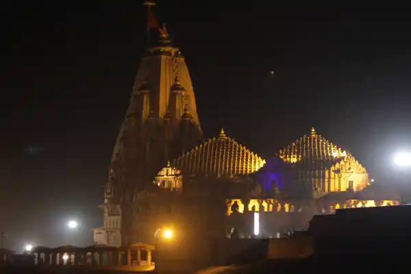 Shikhara of Shree Somnath temple beside the Arabian Sea in Gujarat