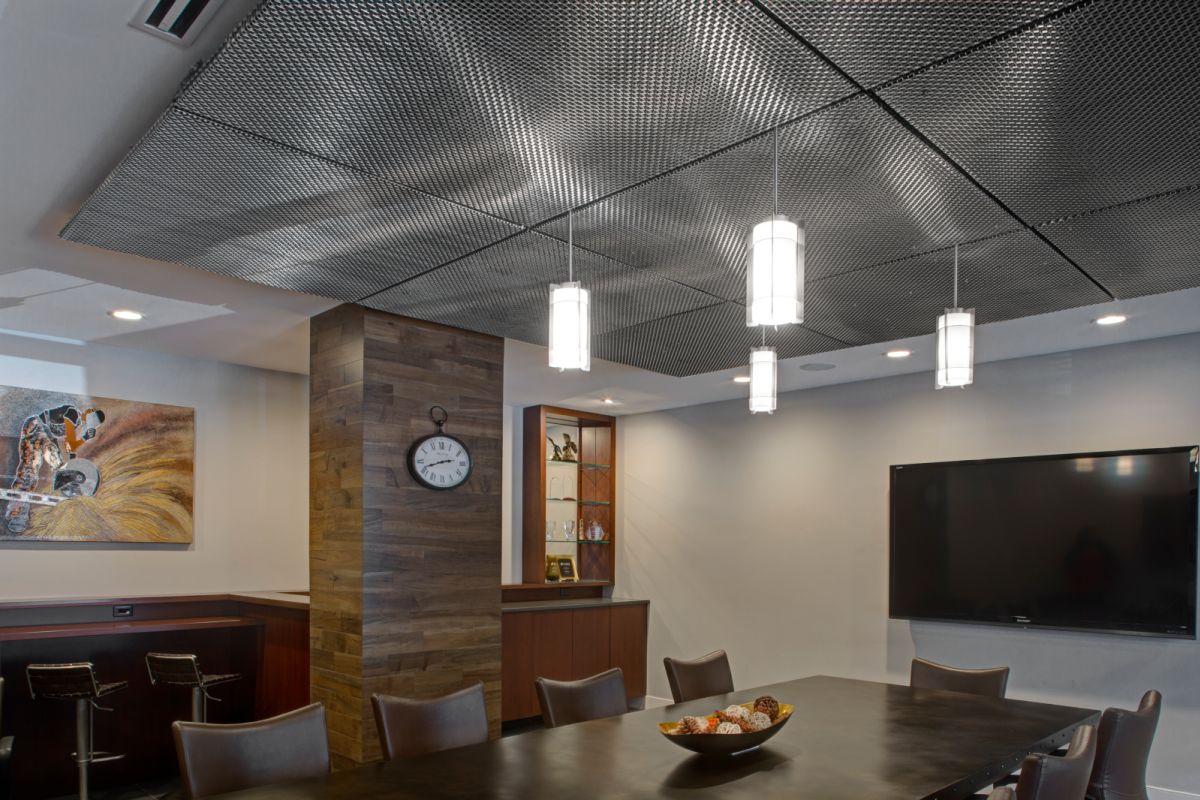 Acoustic Ceiling Made Of Stainless Steel Mesh Improves Room