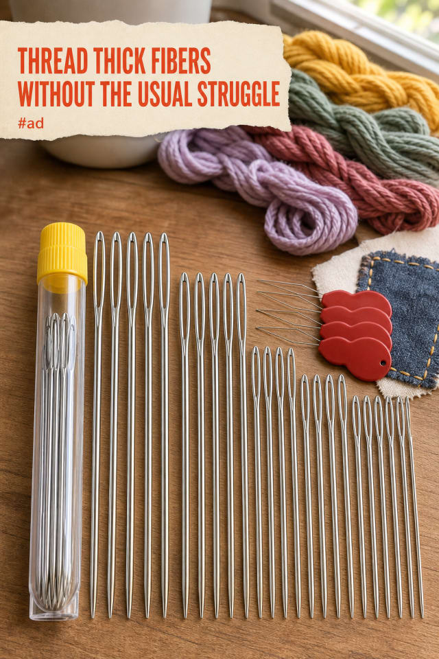Large Eye Hand Sewing Needles for Easier Threading and Repair pin