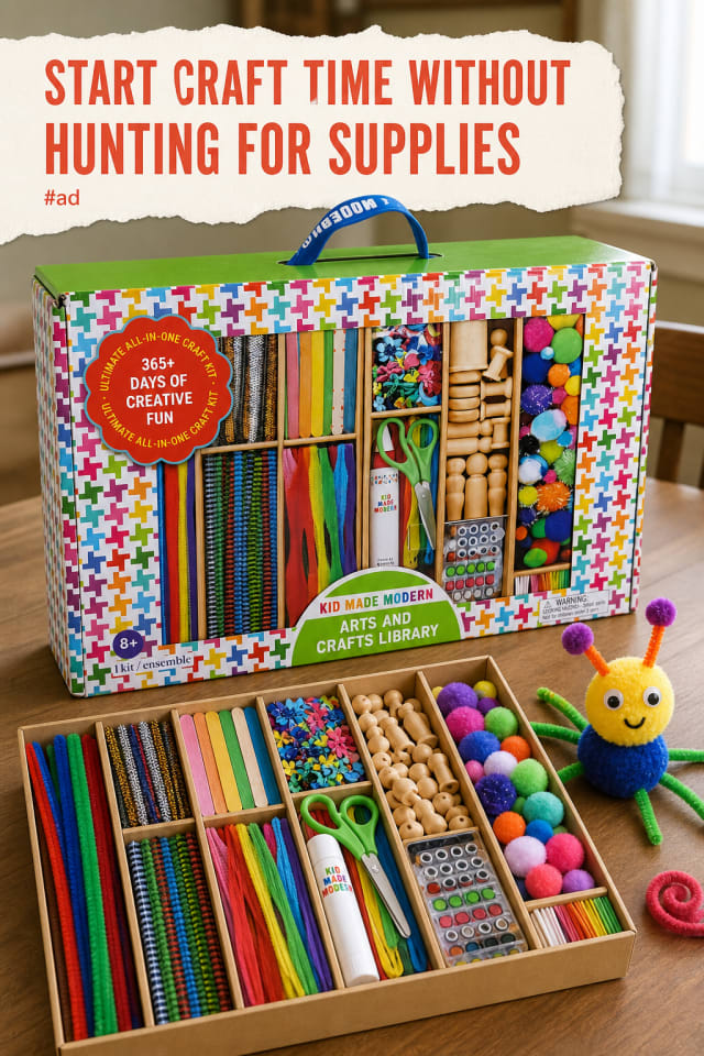 Kids Craft Supply Kit for Open-Ended Art Projects at Home pin