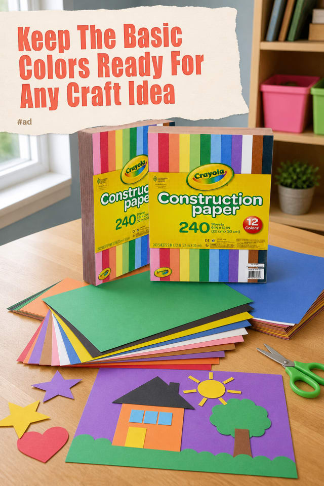 Bulk Construction Paper Pack with Ten Colors for Everyday Crafts pin