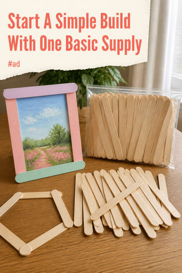 Natural Wood Craft Sticks for Building, Painting and Kids Projects pin