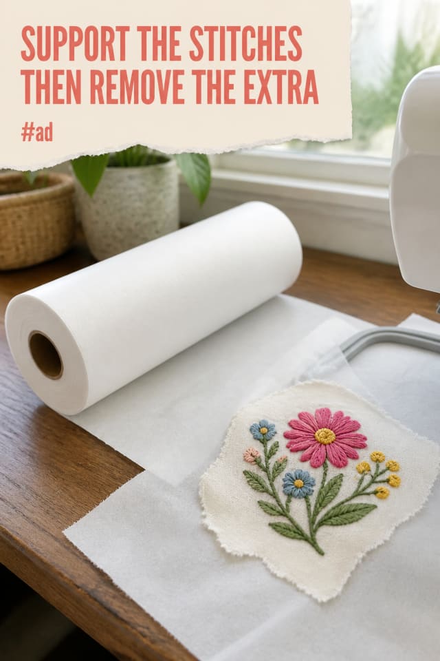Tear Away Embroidery Stabilizer for Cleaner Machine Stitching pin