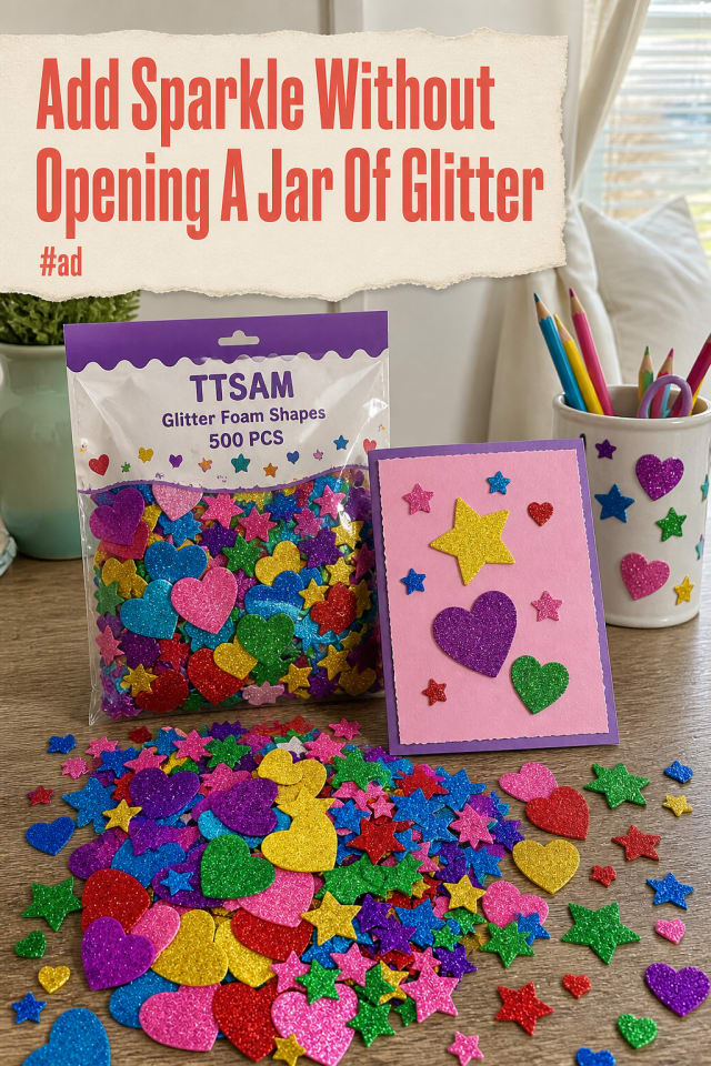 Glitter Foam Star and Heart Stickers for Easy Craft Details pin