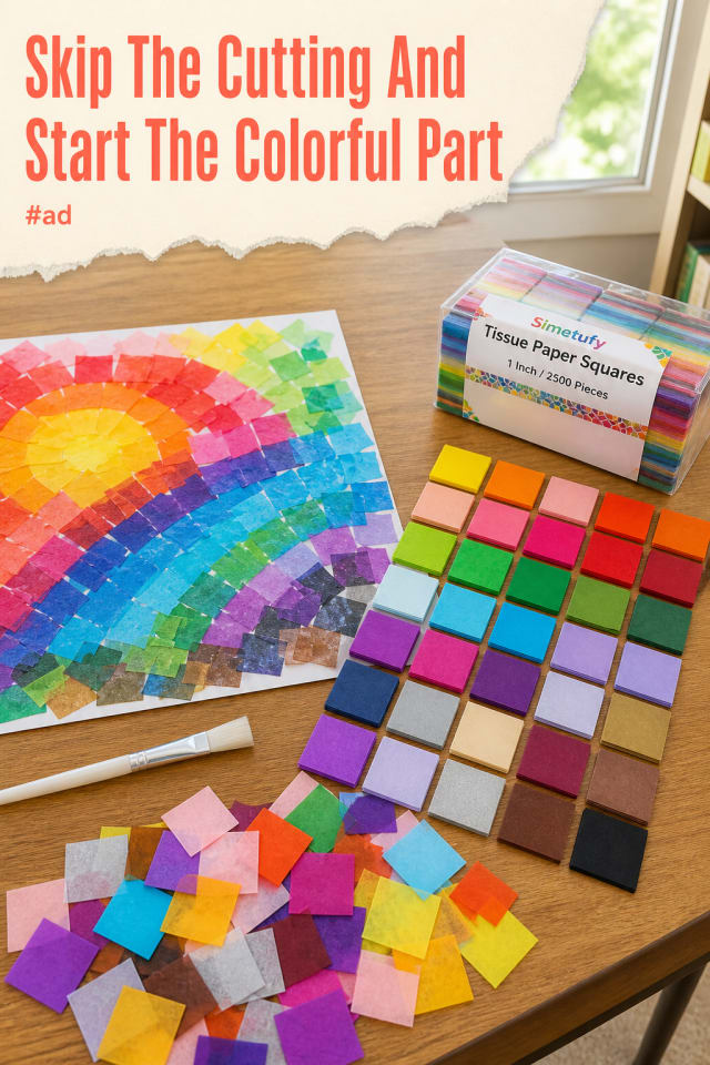 Colorful Tissue Paper Squares for Collage and Classroom Crafts pin