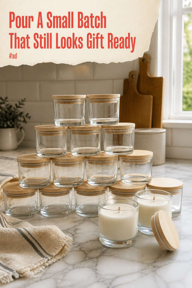 Four Ounce Candle Jars with Wood Lids for Small Batch Making pin