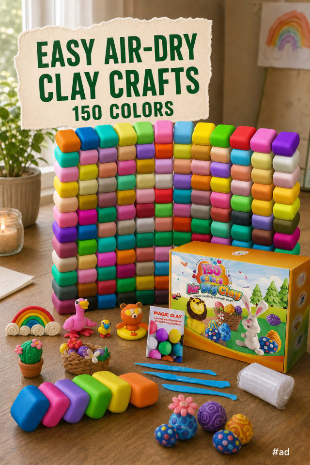 Easy Air-Dry Clay Crafts with 150 Colors pin
