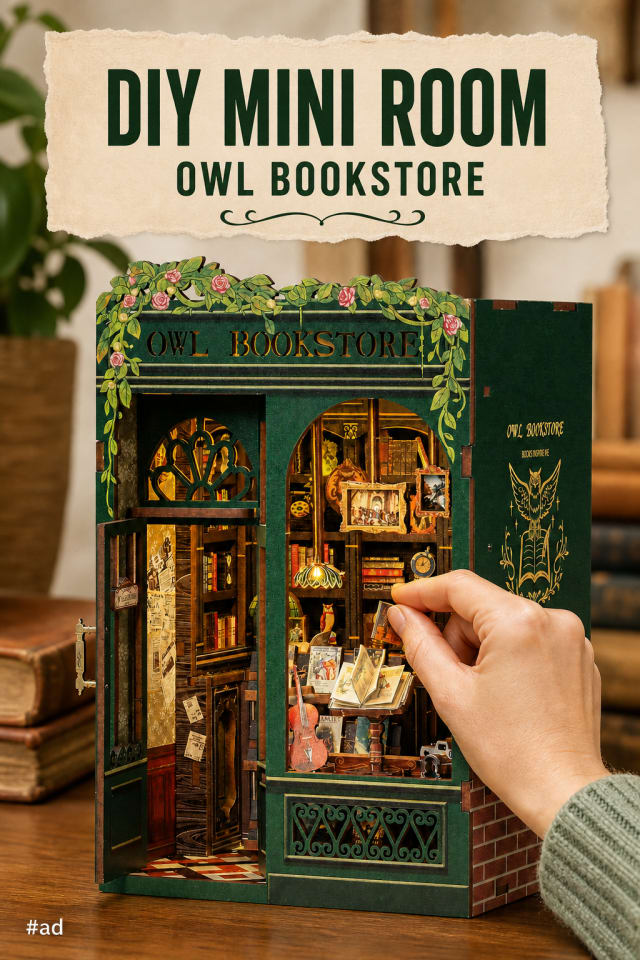 DIY Owl Bookstore Mini Room Kit pin
