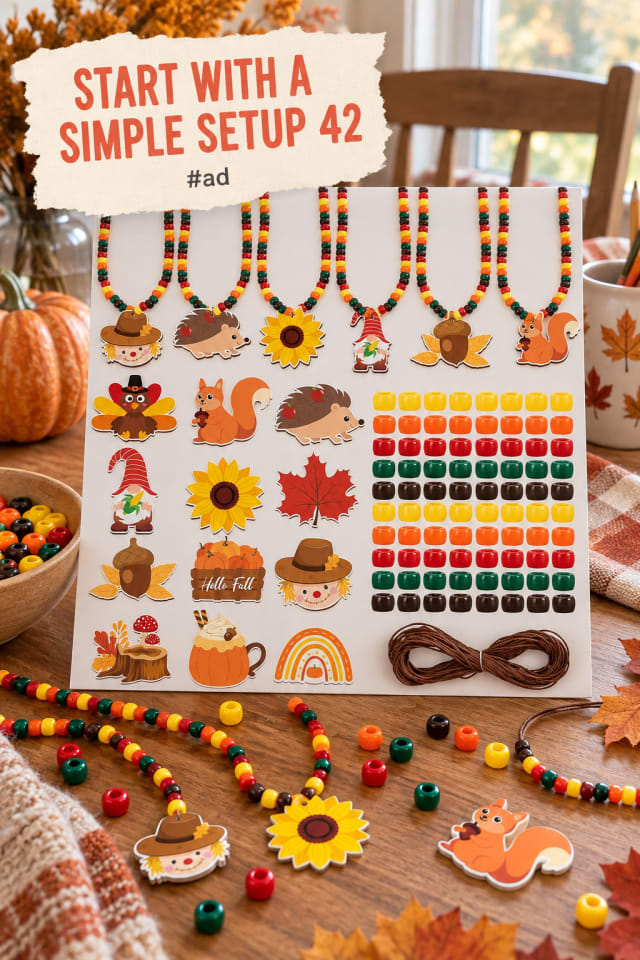 Fall Bead Necklace Craft Kit for Kids and Classroom Crafts pin