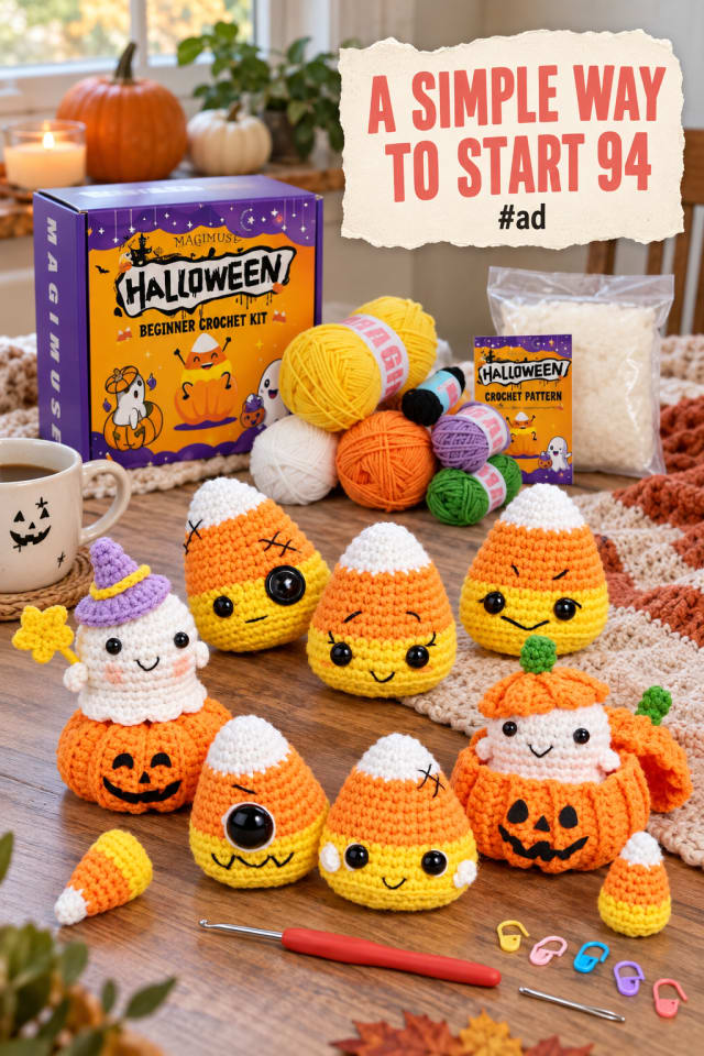Halloween Crochet Kit for Beginners for Handmade Spooky Gifts pin