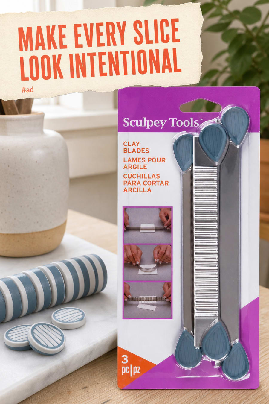 Polymer Clay Blade Set for Clean Slices and Curved Cuts pin
