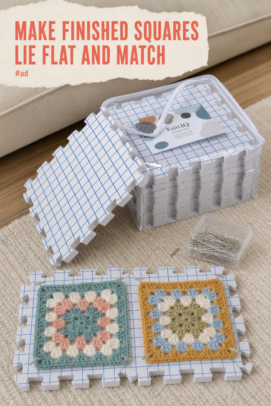 Crochet Blocking Mats for Straighter Granny Squares and Panels pin