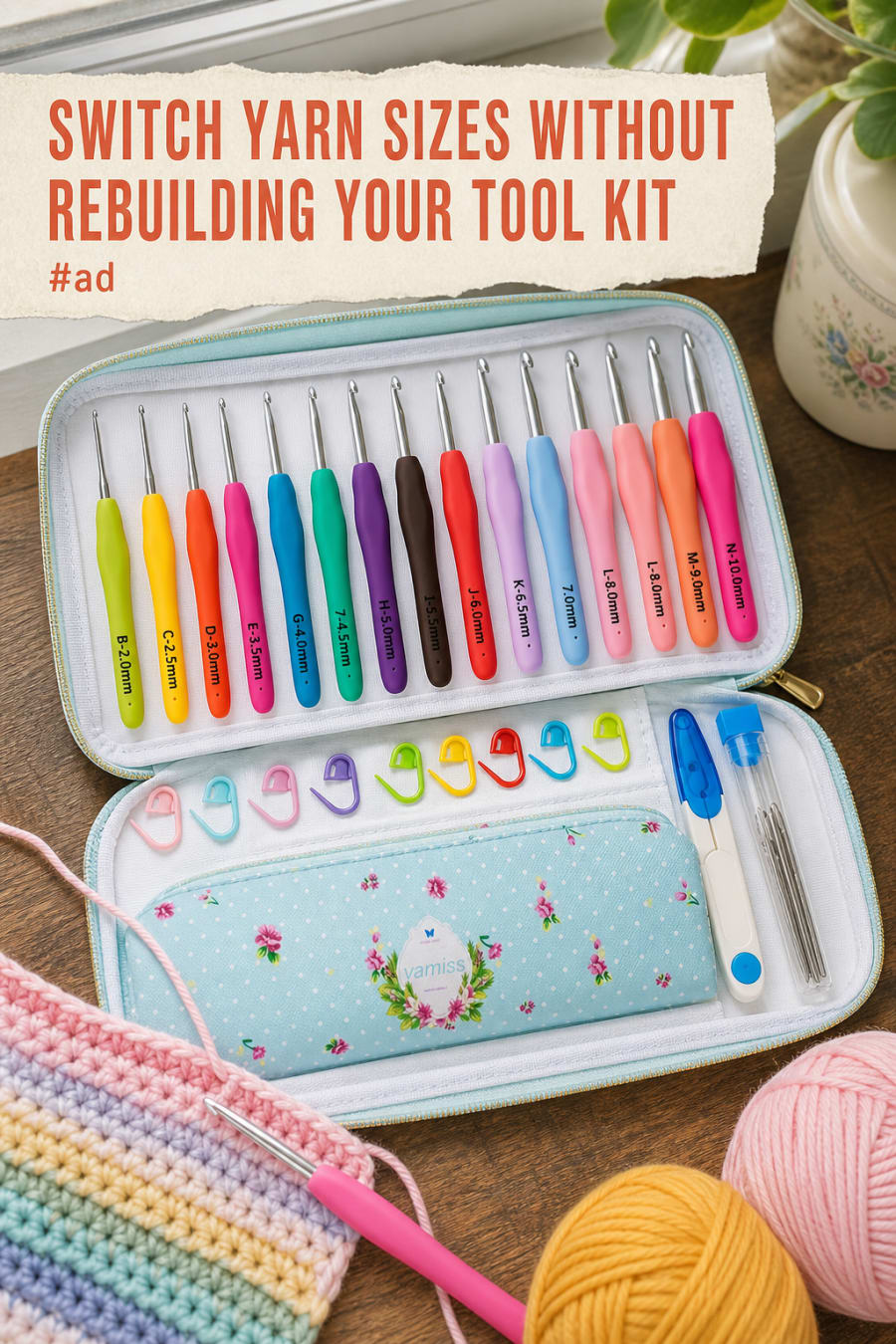 Ergonomic Crochet Hook Set with 14 Sizes for Everyday Projects pin
