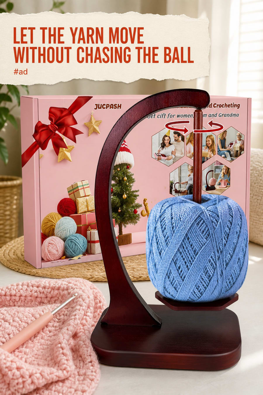 Magnetic Yarn Holder for Smoother, Tangle-Less Crocheting pin