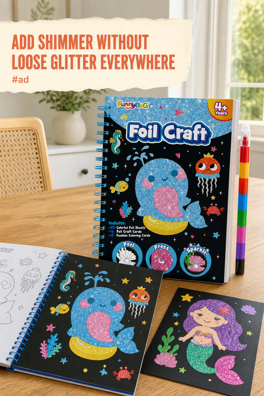 Foil Art Craft Kit for Low-Mess Sparkly Projects pin