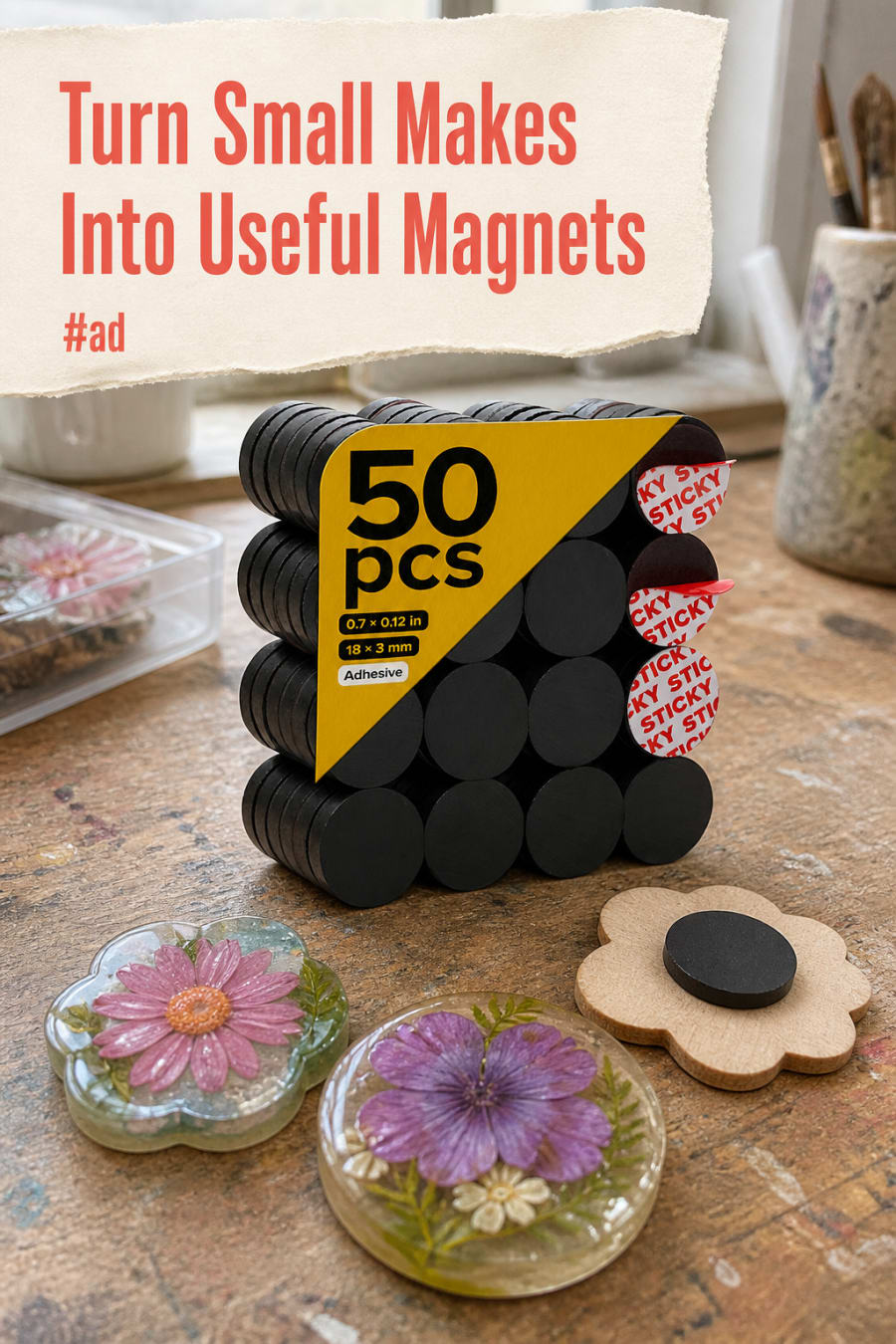 Adhesive Ceramic Craft Magnets for Small Handmade Projects pin
