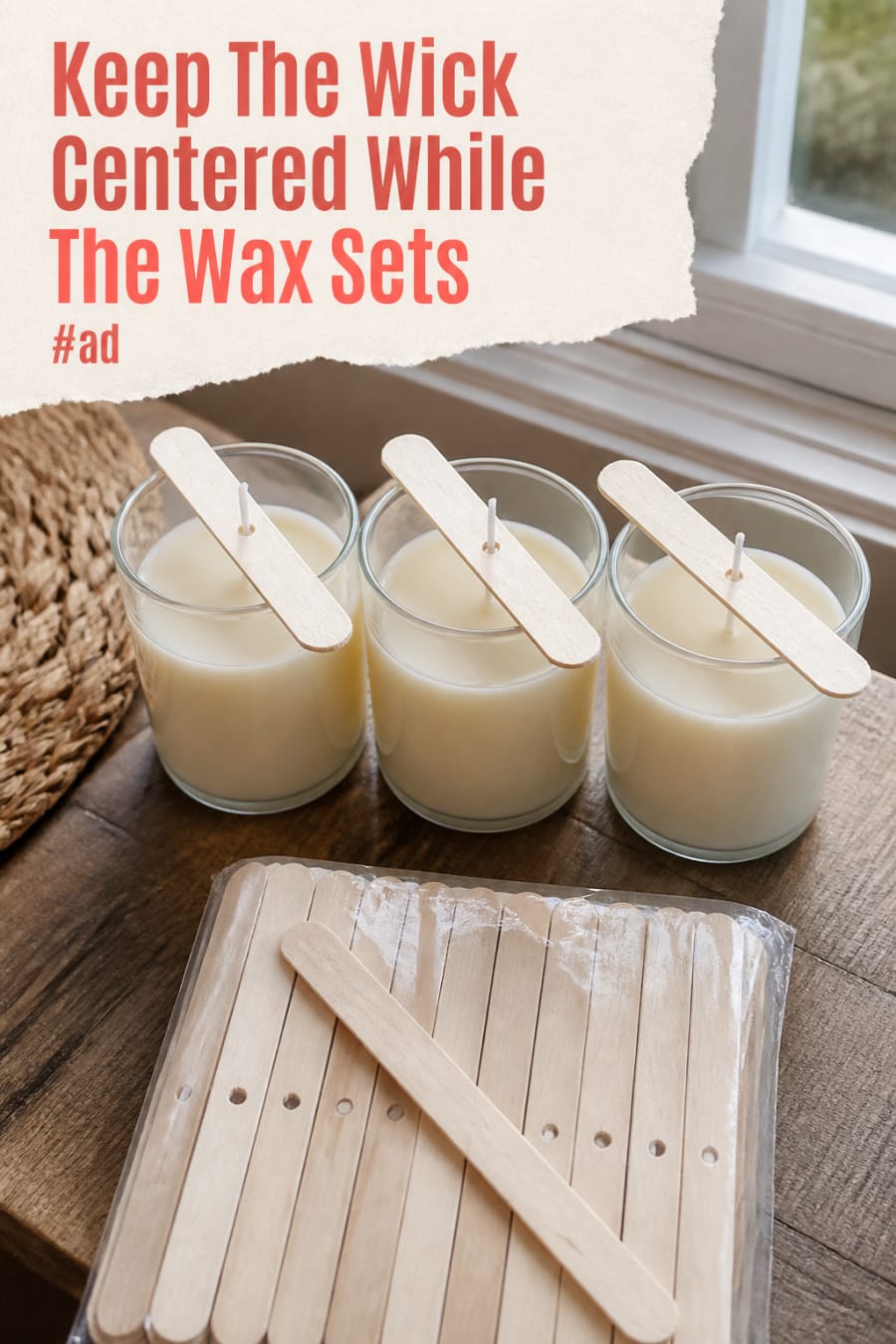 Wooden Candle Wick Holders for Straighter Centered Pours pin
