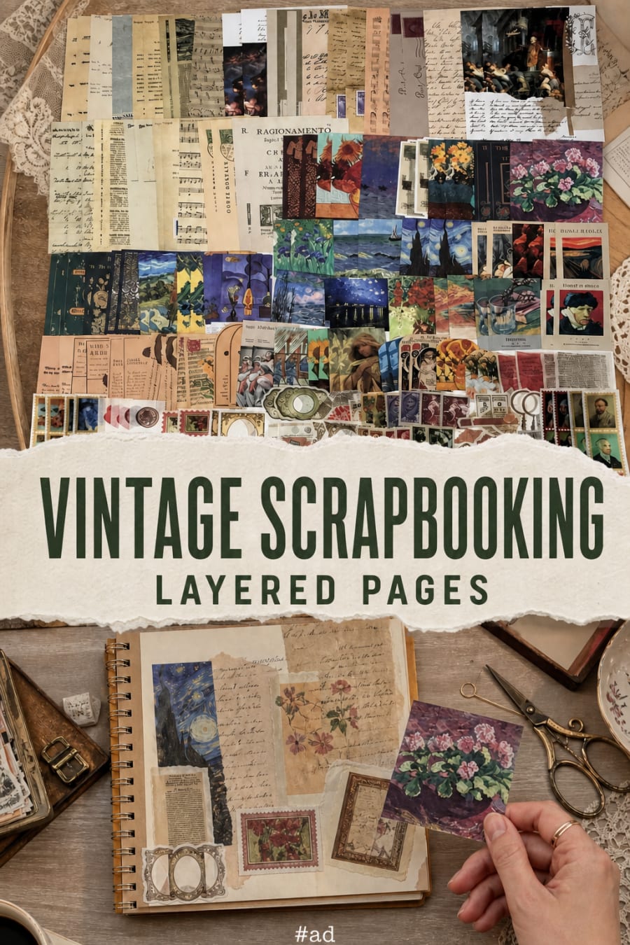 Vintage Scrapbooking Kit for Journal Pages pin