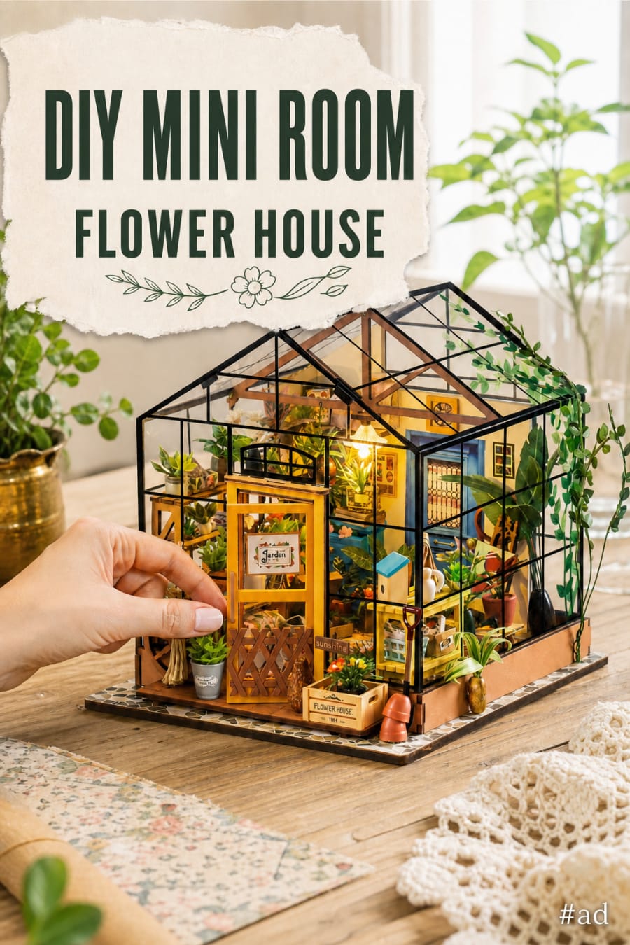 DIY Miniature Greenhouse Room Craft pin