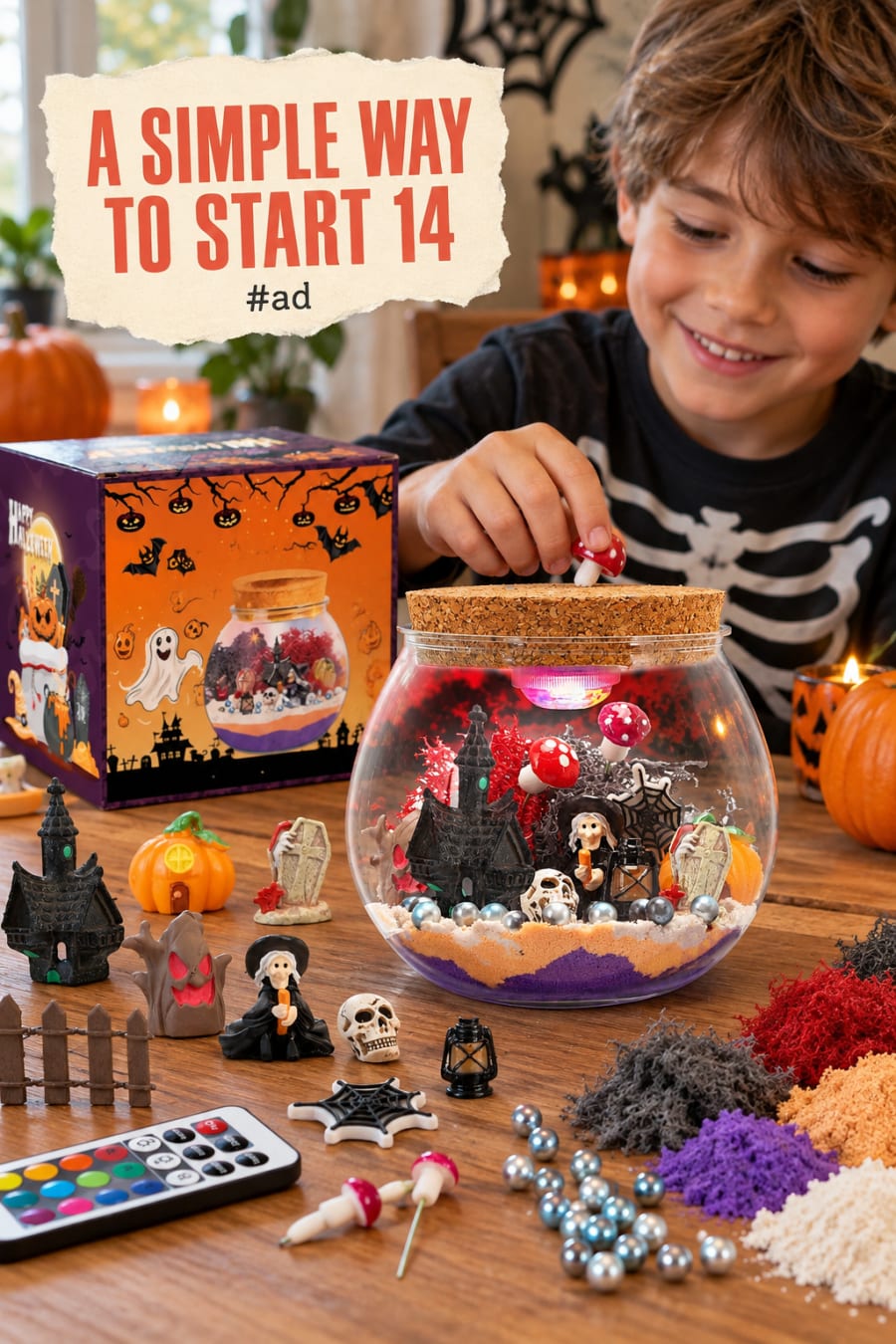 Halloween Light-Up Terrarium Kit for Kids for Birthday Gifts pin