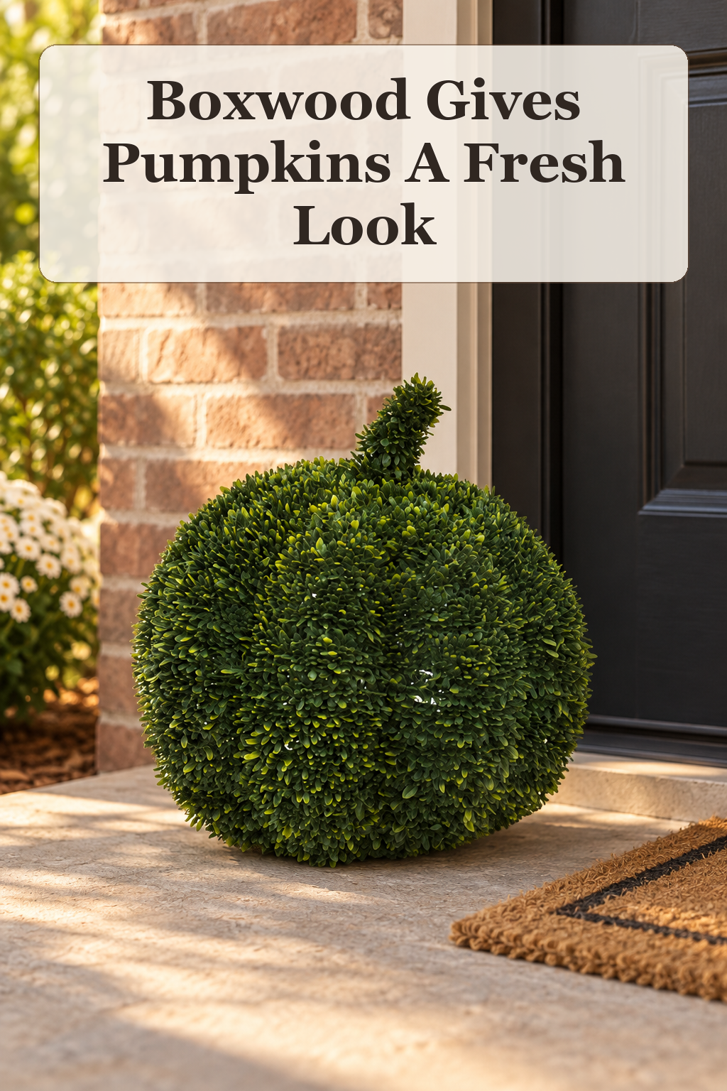 Martha Stewart 18in Boxwood Middle Pumpkin styled in a warm, lived-in Halloween setting
