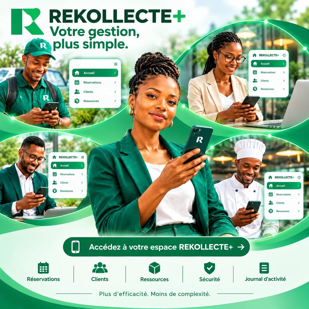 REKOLLECTE+ : réservations, clients et ressources pour toute l'équipe