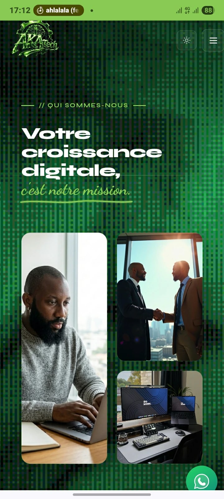 Aperçu du site AKATech — mobile
