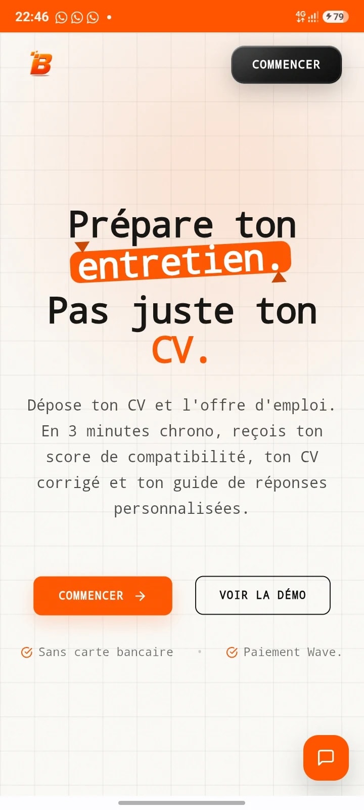 Aperçu du site ChapChap Bara — mobile
