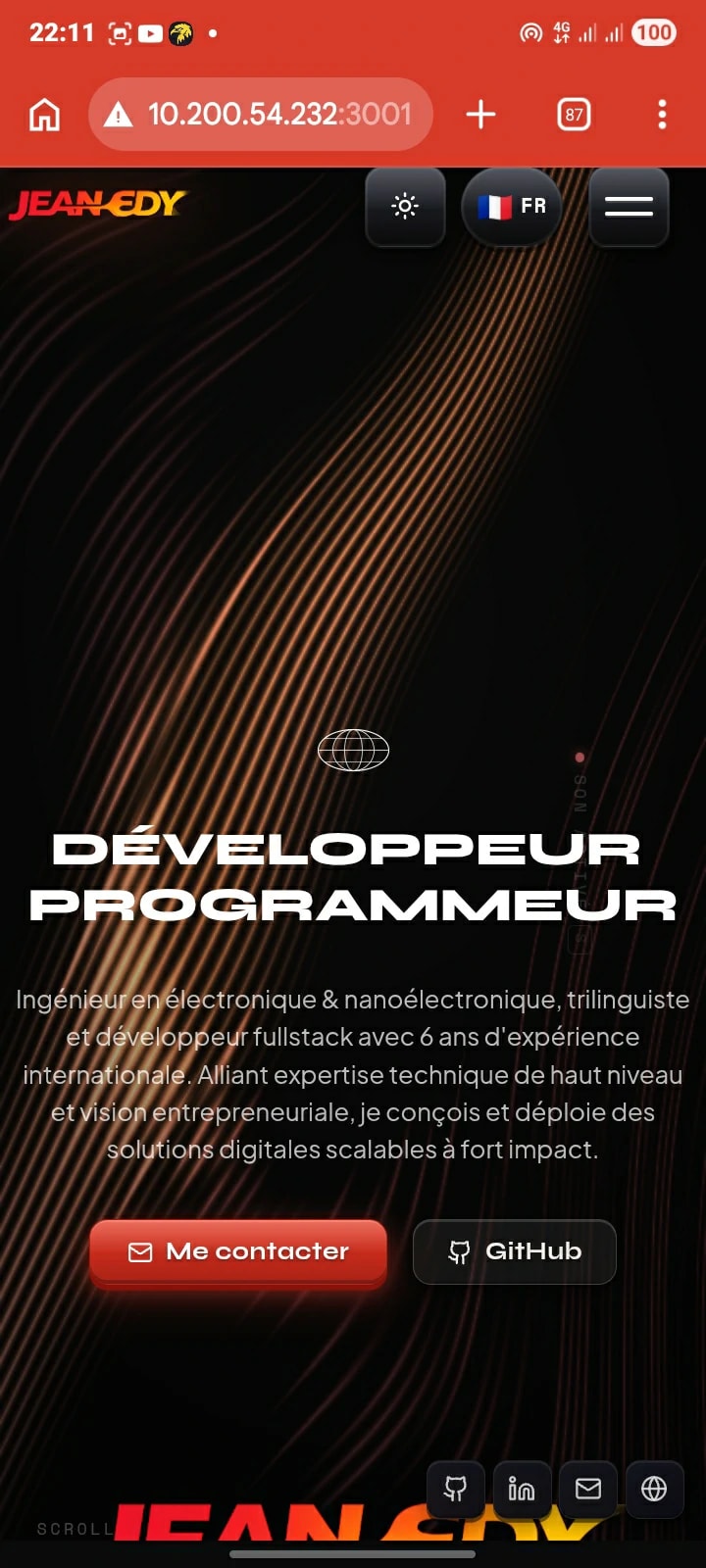 Aperçu du site Jean Edy · Portfolio — mobile