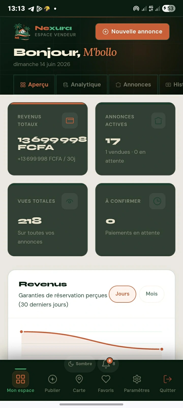 Aperçu du site Nexura — mobile