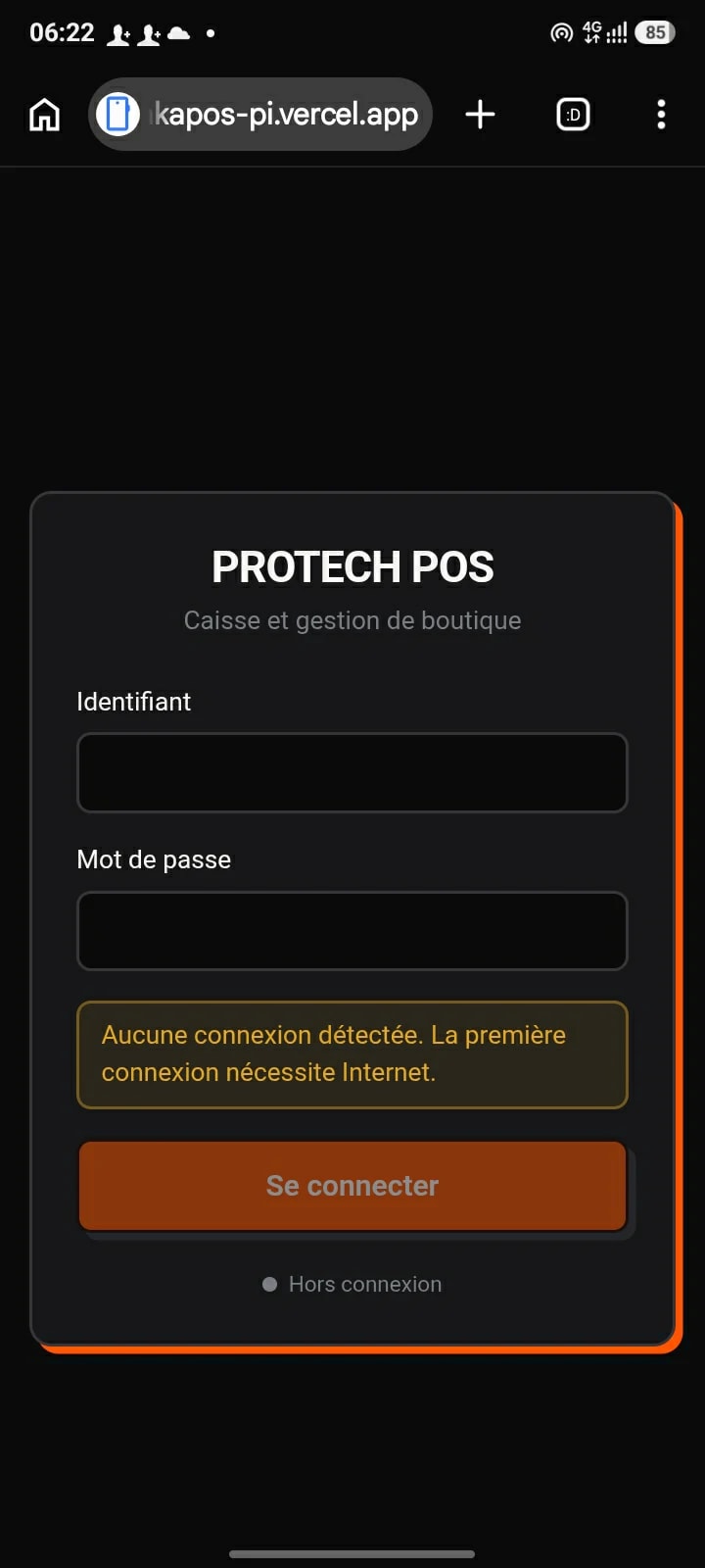 Aperçu du site ProTech POS — mobile