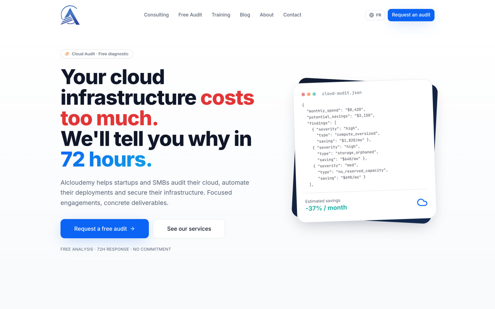Alcloudemy — Site et plateforme d'un cabinet de conseil Cloud & DevOps
