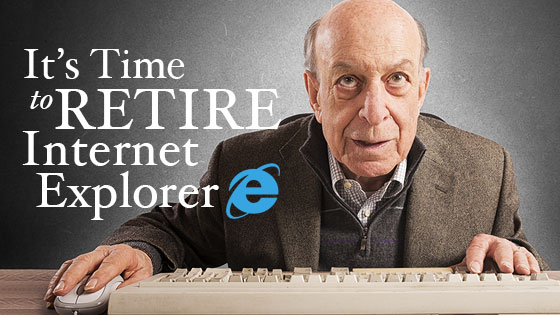 Elderly man using Internet Explorer