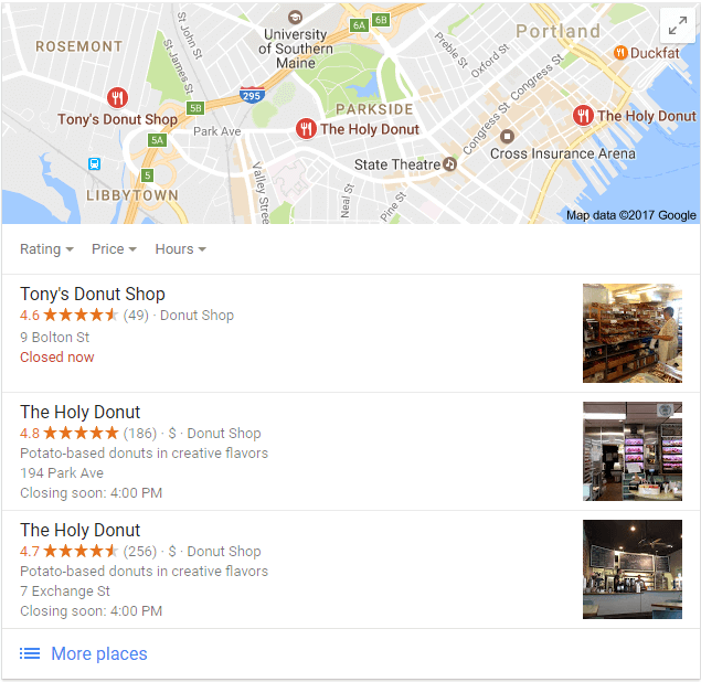 This is what the good local search looks like in a Search Engine Results Page.