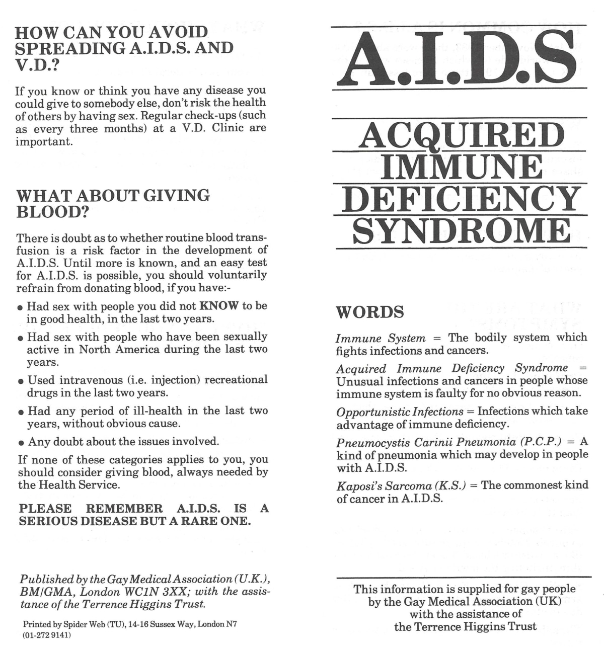 GMA information leaflet on AIDS